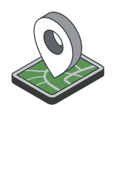 Icon-Bild einer grünen Karte auf einem Tablet mit einer weißen Stecknadel
