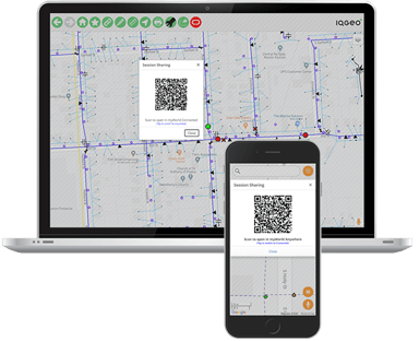 IQGeo_Geospatial_Software_Gerät_zu_Gerät_Sitzungsteilung