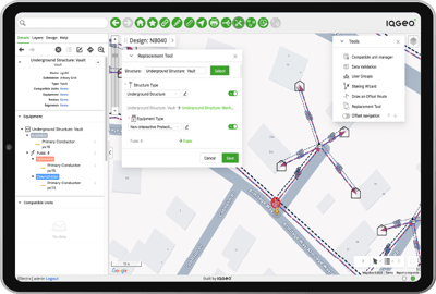 IQGeo Network Manager Produktbildschirm