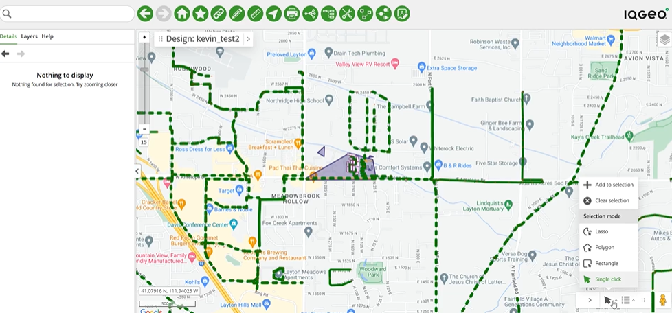 IQGeo-Netzwerk-Manager-Telekommunikation-Auswahlmodi-und-Kartenrotation